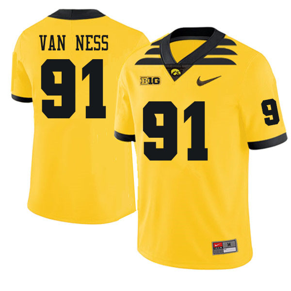 Men #91 Lukas Van Ness Iowa Hawkeyes College Football Jerseys Sale-Gold
